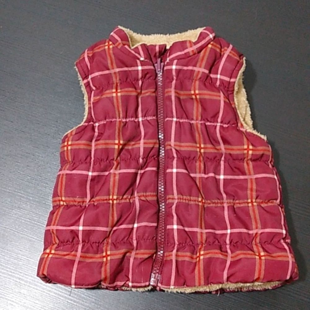 Wonder Nation Puffer Vest Plaid Jacket Zip up 18 Months